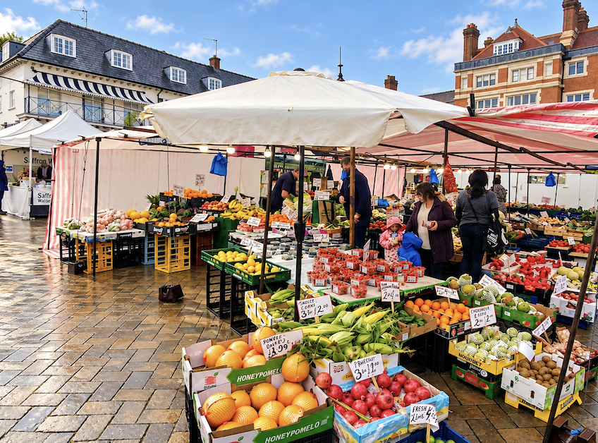 The market in Saffron Walden Market Place