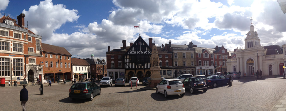 Historic buildings around Saffron Walden's market square